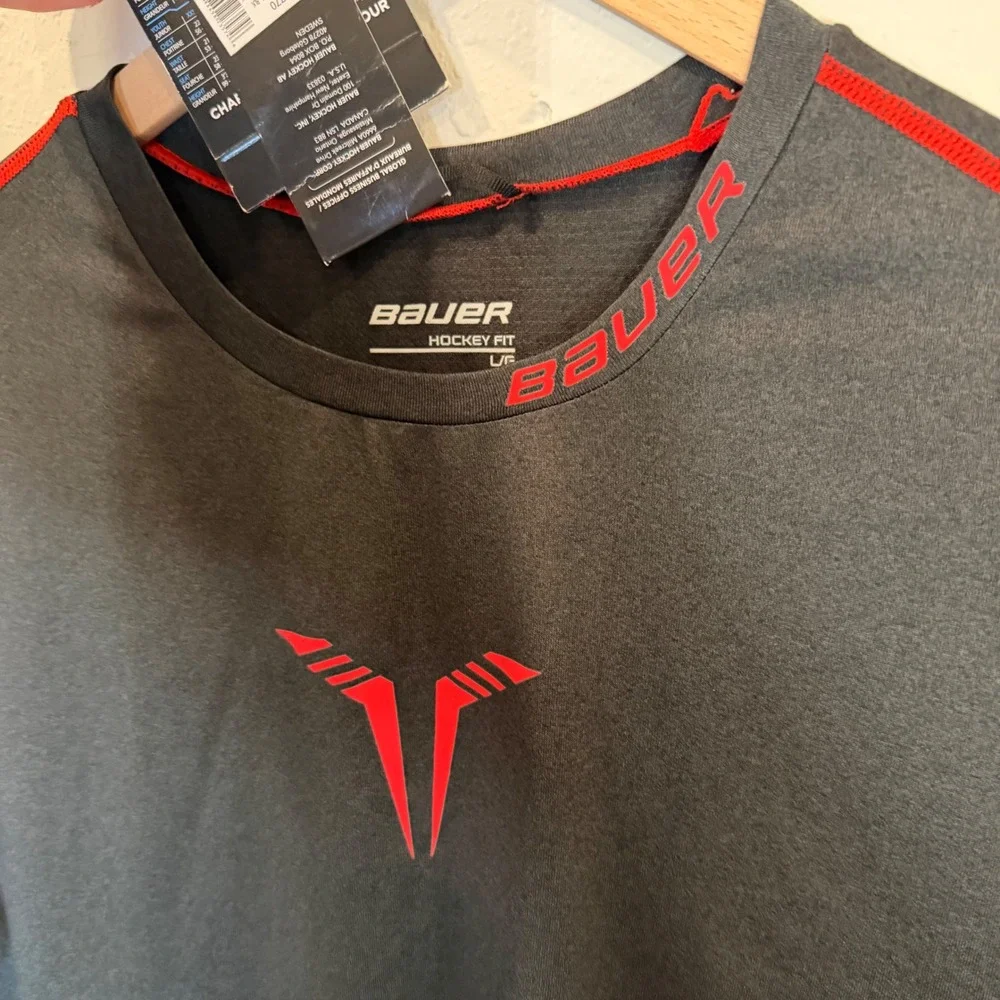 Bauer Base Layer Shirt Mens Large Black Hockey Fit Short Sleeve Training Tee NWT